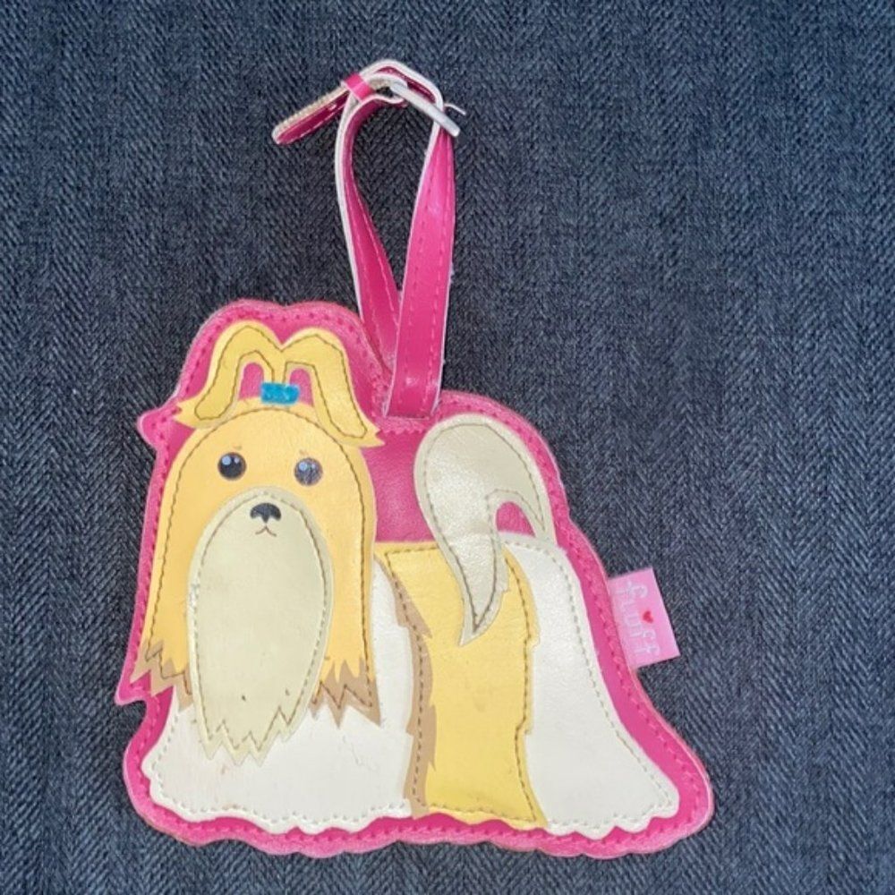 Yorkshire Terrier Yorkie luggage tag by Fluff - Mid century Vintage